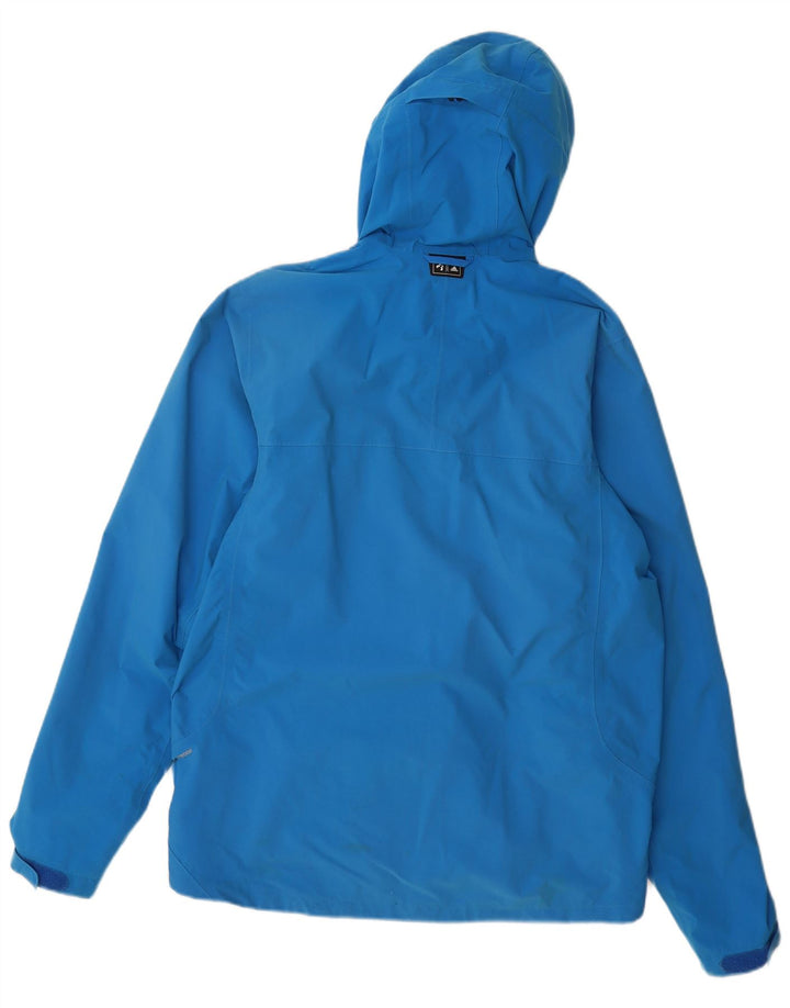 ADIDAS Mens Clima Proof Hooded Rain Jacket UK 38 Medium Blue Nylon