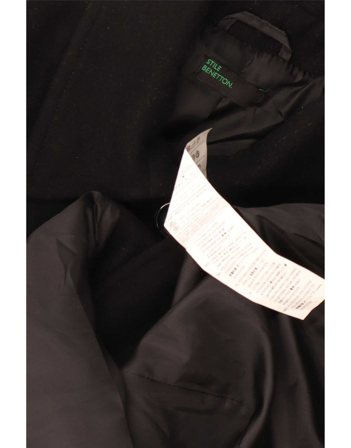 Płaszcz damski Benetton UK 6 XS, czarna wełna