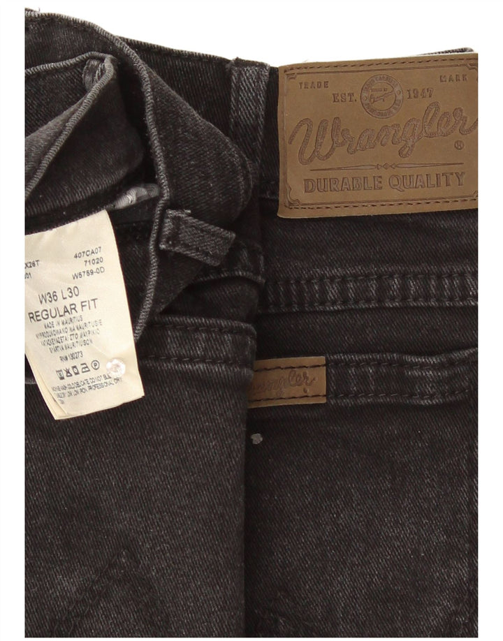 Męskie jeansy Wrangler o prostym kroju W36 L30, czarne, bawełniane