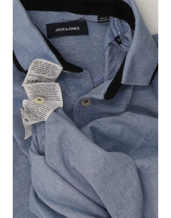 Męska koszulka polo Jack & Jones, średnia niebieska, bawełniana