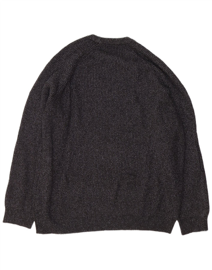 Marks & Spencer Męski sweter z okrągłym dekoltem 2XL Czarny, nakrapiany poliamid