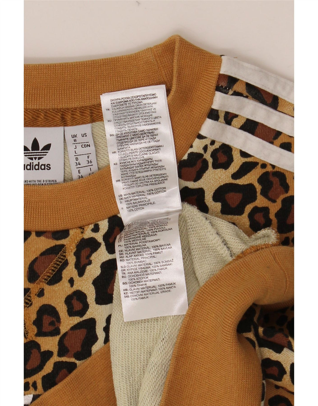 Damska bluza oversize ADIDAS UK 8, mały beżowy nadruk zwierzęcy