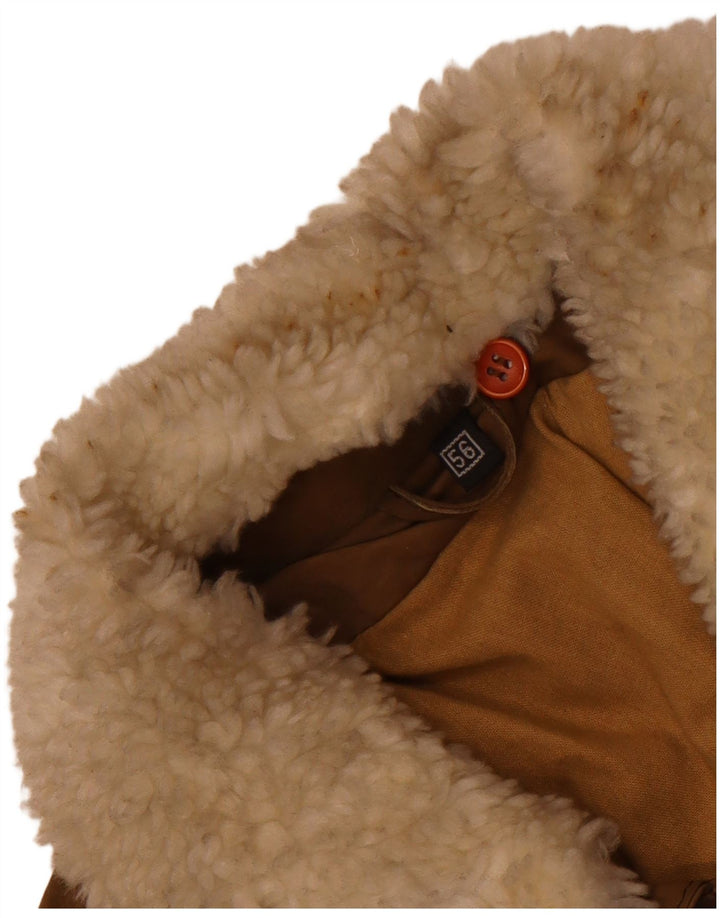 Męska kurtka skórzana w stylu vintage z grafiką IT 56 3XL brązowa