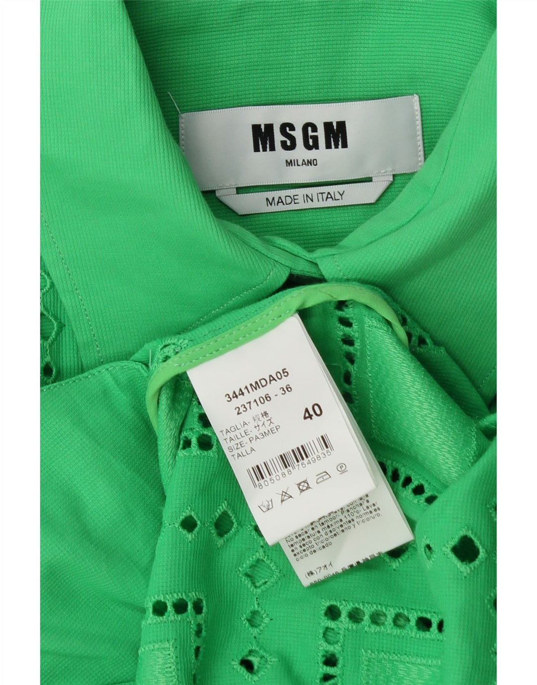 Damska sukienka koszulowa oversize MSGM IT 40 Średnio zielona, geometryczna bawełna