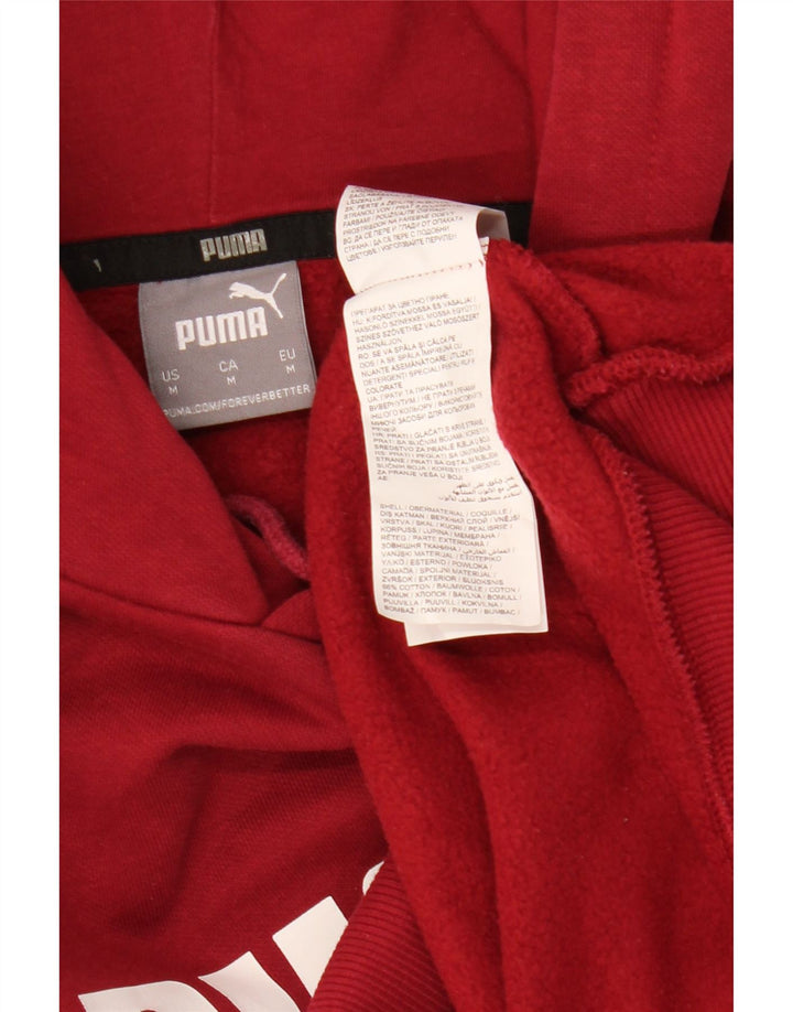 Męski sweter z kapturem i grafiką PUMA, średniej wielkości bordowa bawełna