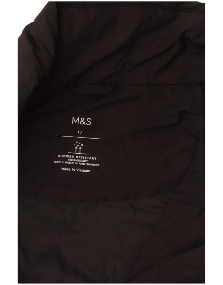 Marks & Spencer Damski pikowany płaszcz UK 12, średni czarny poliester