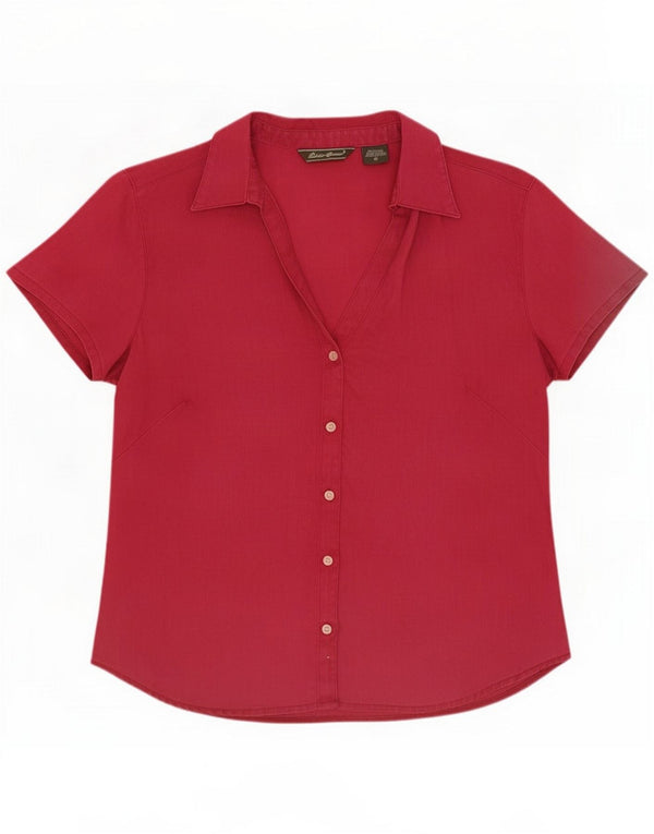 Eddie Bauer Damska koszula z krótkim rękawem UK 14 Medium Pink Linen