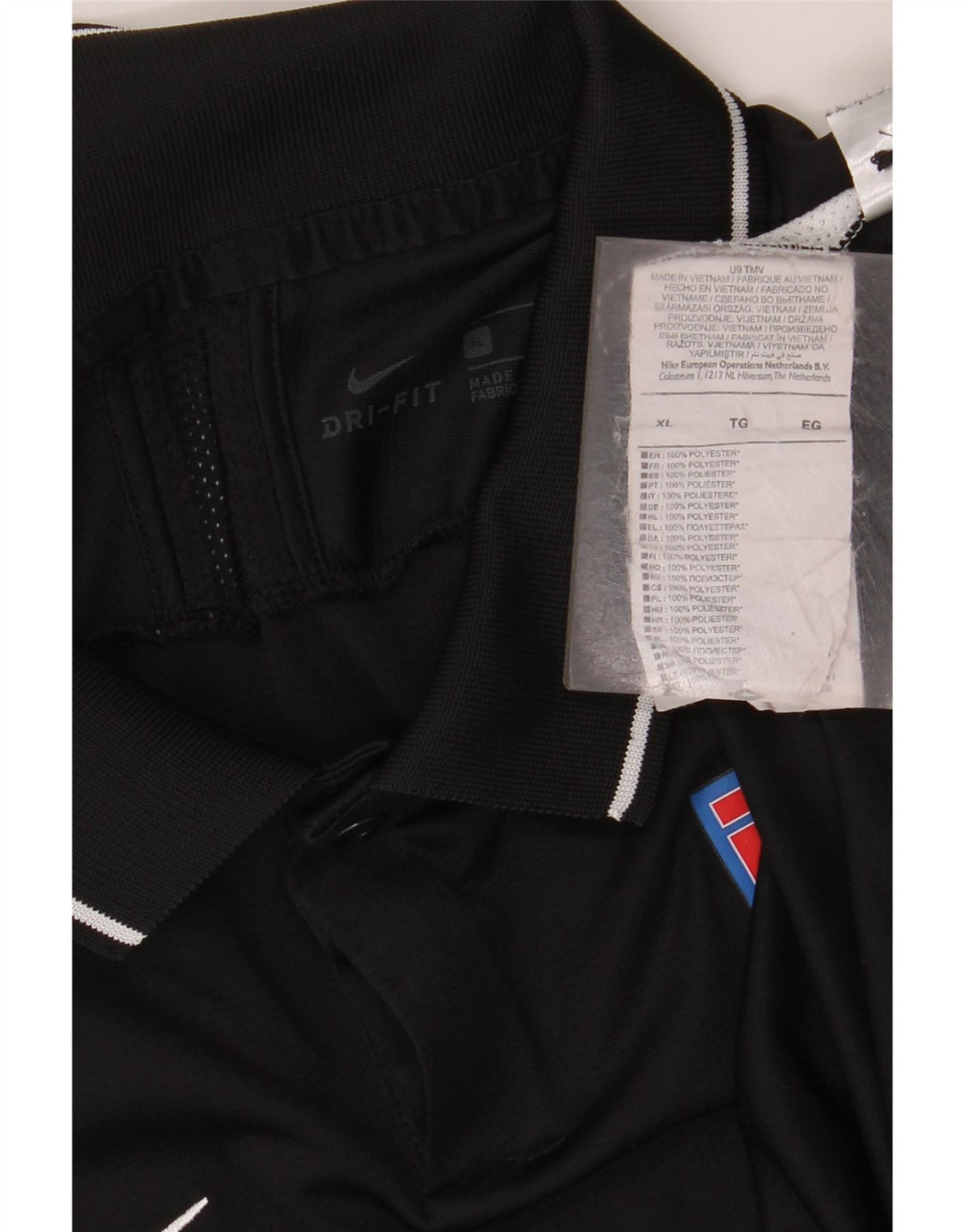 Męska koszulka polo NIKE z grafiką XL, czarny, poliester z blokami kolorów