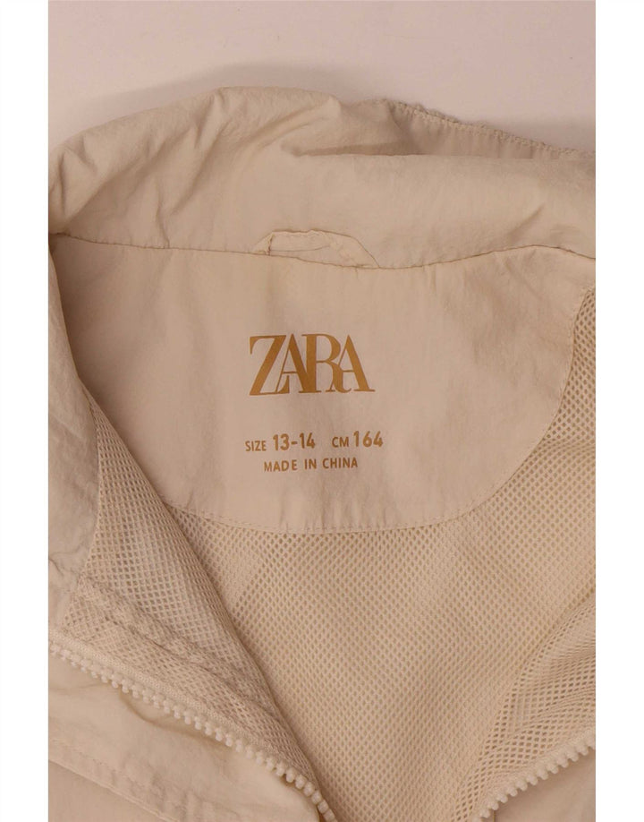 Dziewczęca pulowerowa kurtka przeciwdeszczowa Zara 13-14 lat, biały nylon