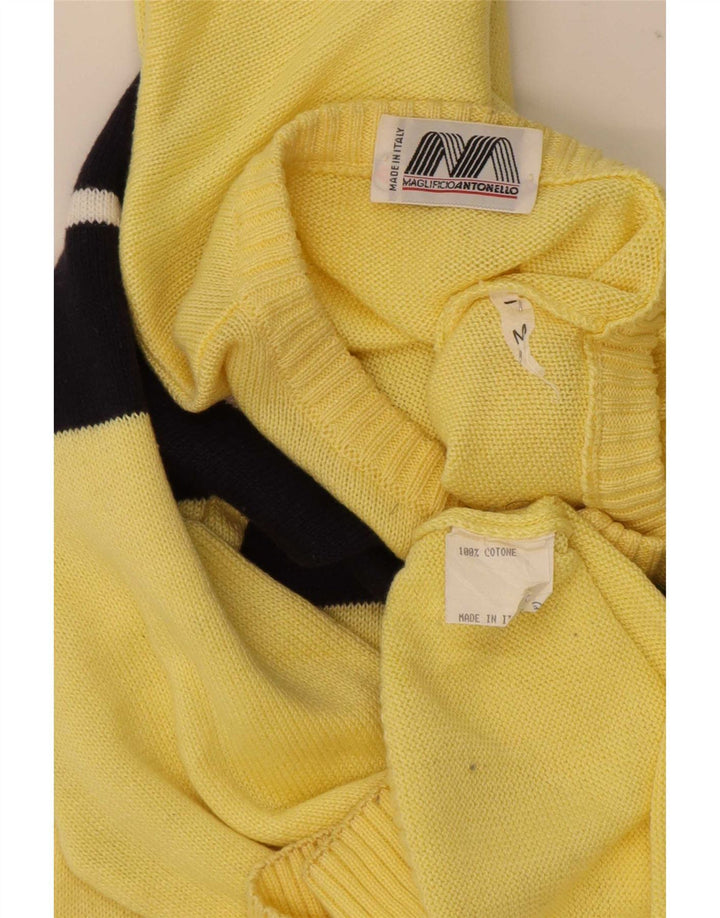 Vintage męski sweter zapinany na guziki, średniożółty, bawełniany blok kolorów