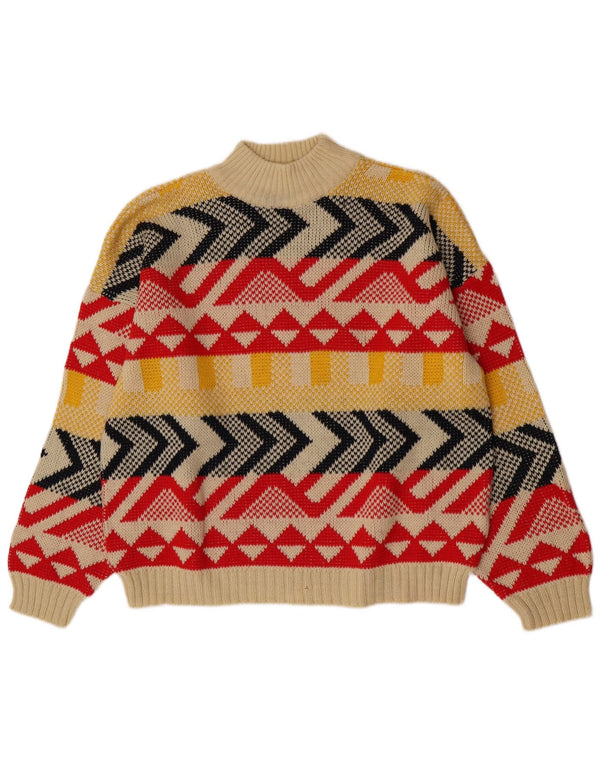 Sweter damski w stylu vintage z golfem UK 16, duży, wielokolorowy