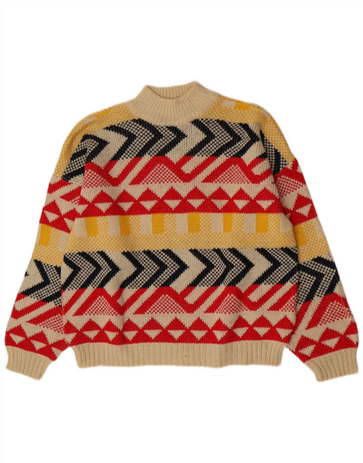 Sweter damski w stylu vintage z golfem UK 16, duży, wielokolorowy