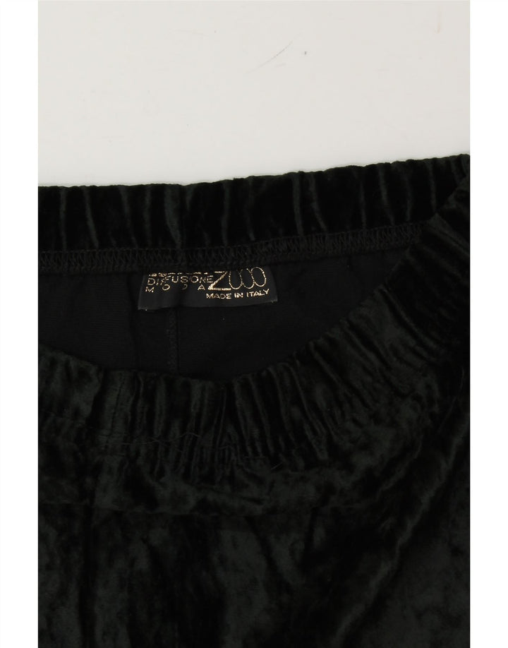 VINTAGE Womens Velour Leggings UK 12 Medium  Black Vintage Vintage and Second-Hand Vintage from Messina Hembry 