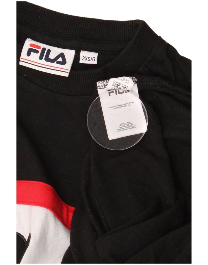 Damski top Fila Oversize Graphic z długim rękawem UK 2 2XS w kolorze czarnym