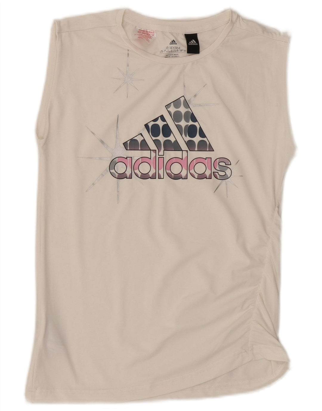 Adidas Dziewczęca Kamizelka Graficzna Top 13-14 Lat Off Biały Poliester