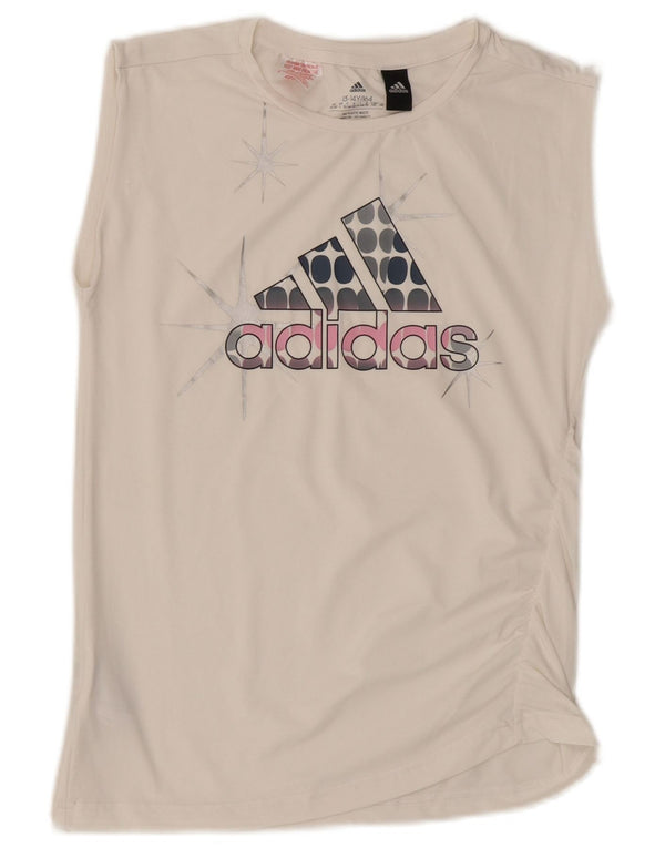 Adidas Dziewczęca Kamizelka Graficzna Top 13-14 Lat Off Biały Poliester