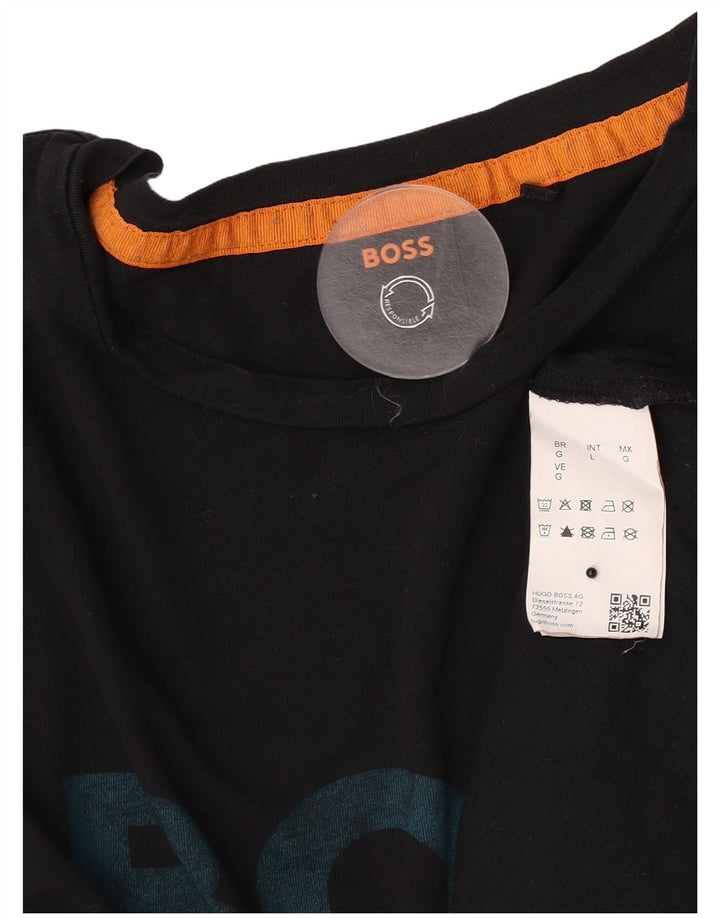 Męska koszulka z grafiką Hugo Boss, duża, czarna, bawełniana