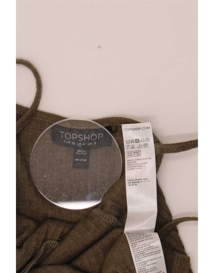 Damska sukienka na ramiączkach Topshop UK 8, mała, khaki, poliester