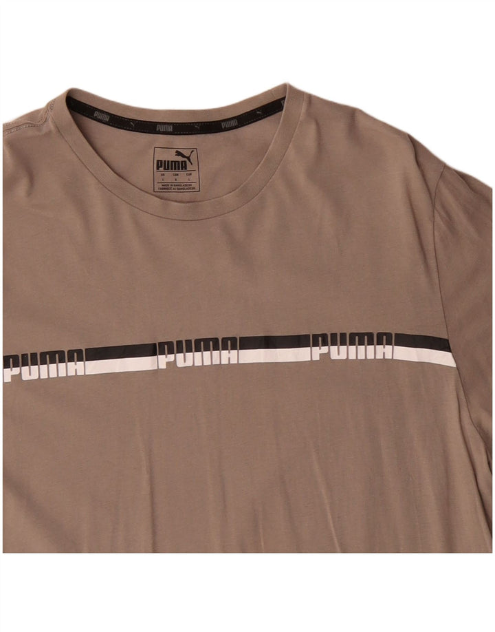 Męski T-shirt z grafiką Puma, duży, beżowy, bawełniany