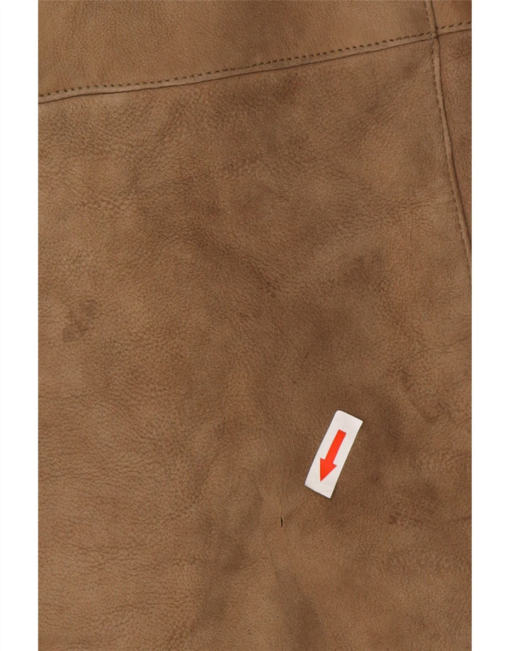 Vintage damski oversize'owy płaszcz z owczej skóry UK 10 Small Brown
