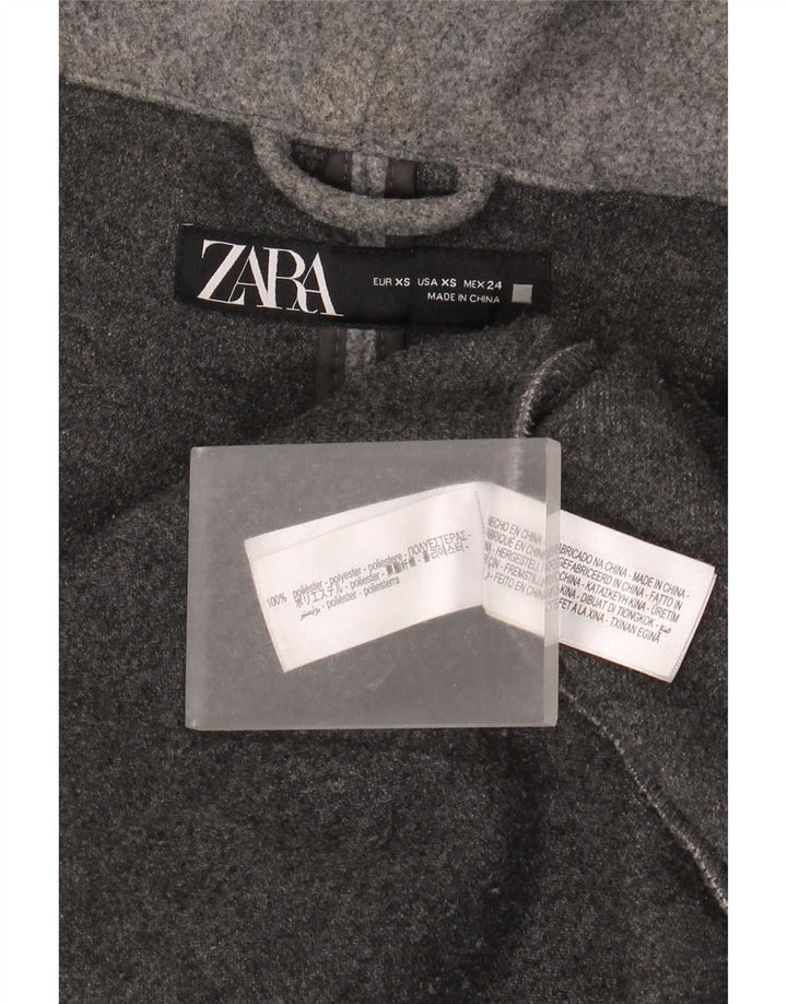 Damski płaszcz oversize z kapturem Zara UK 6 XS, szary poliester