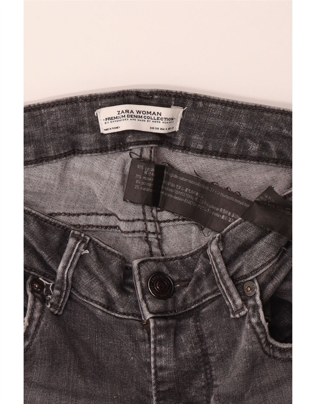 ZARA Womens Slim Jeans EU 38 Small W28 L27 Grey Cotton Vintage Zara and Second-Hand Zara from Messina Hembry 