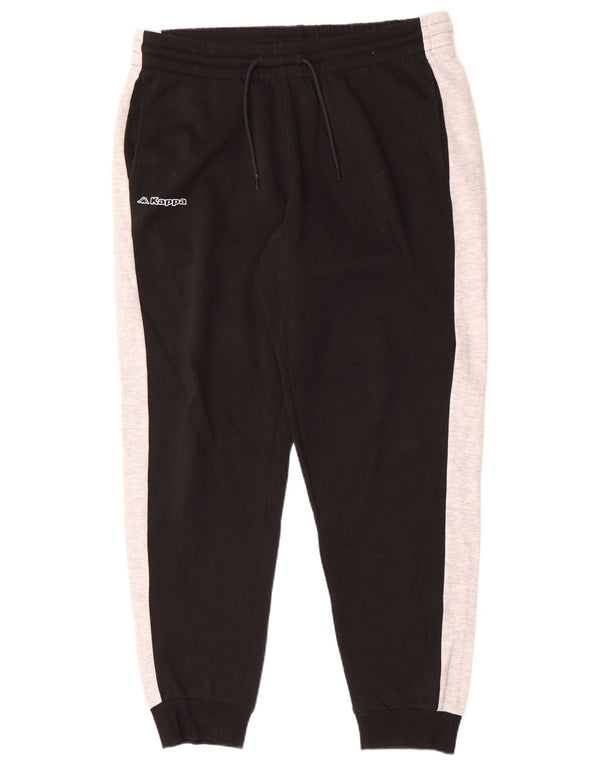 Kappa Mens Tracksuit Trousers Joggers XL  Black Colourblock Cotton