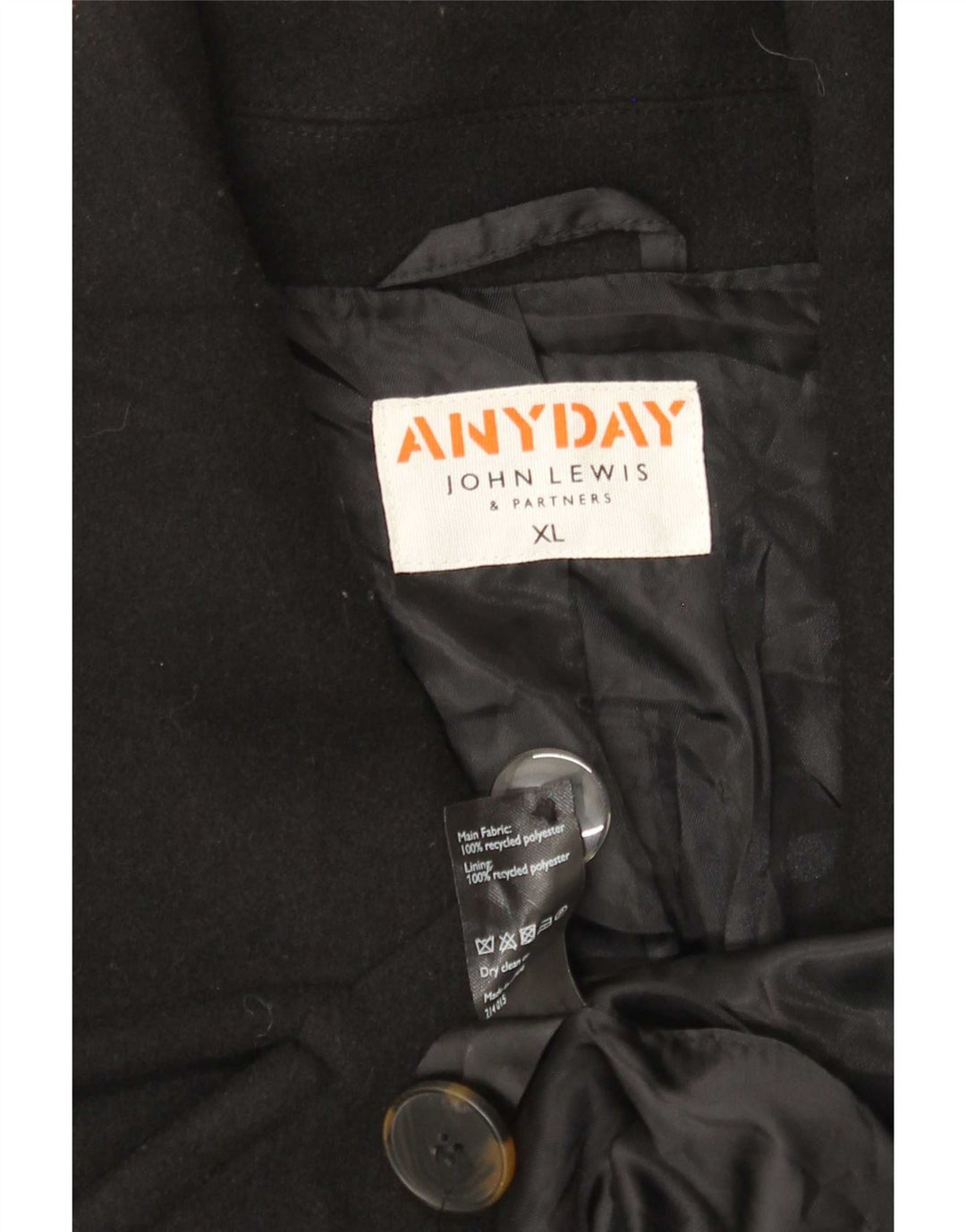 Damski płaszcz oversize z podwójnymi piersiami John Lewis UK 18 XL, czarny poliester