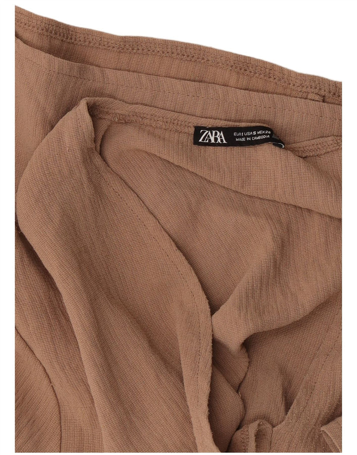 Bluzka damska Zara z rękawem 1/2 Top UK 10 Small Brown