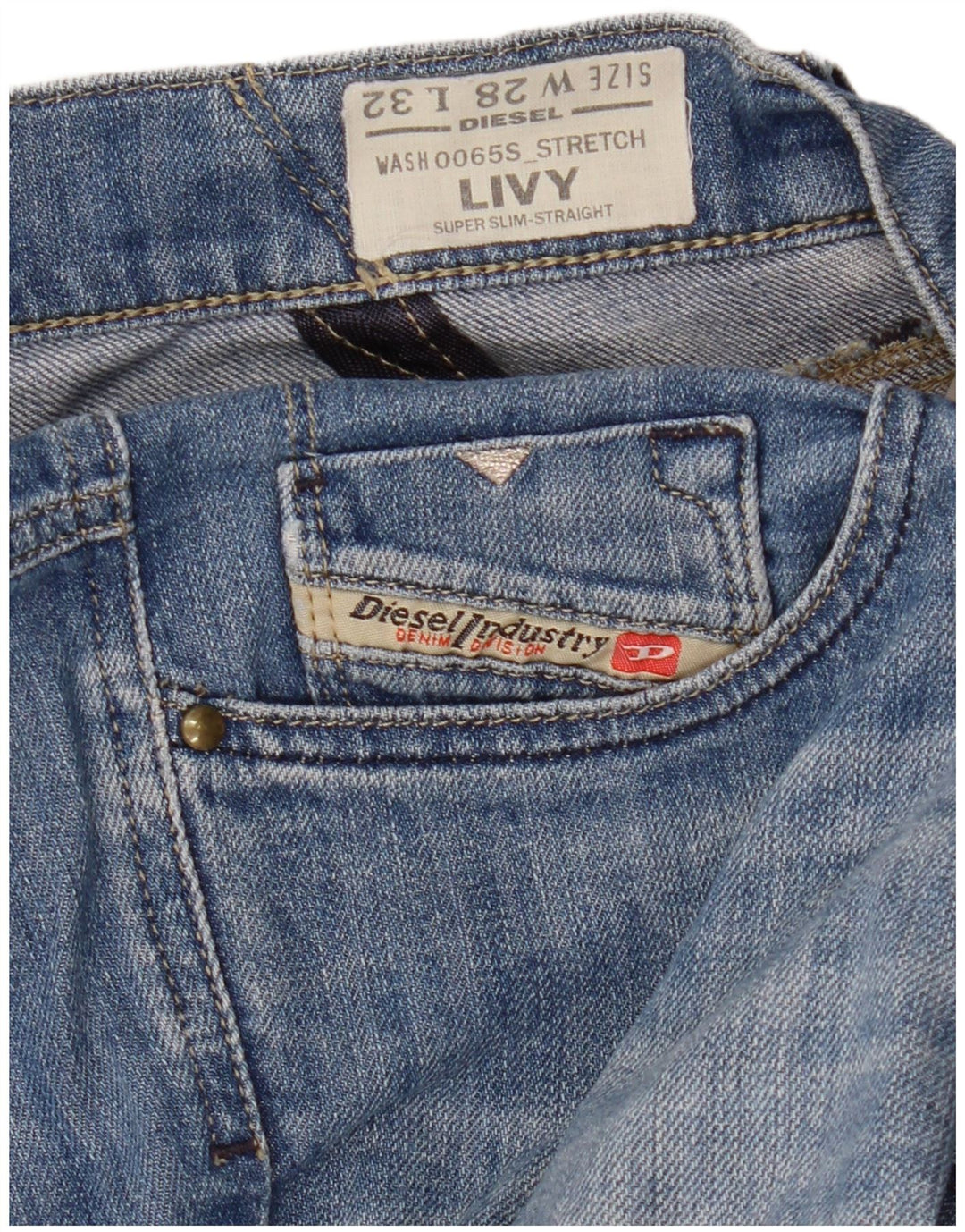 DIESEL Damskie Livy Super Slim Straight Jeans W28 L32 Niebieskie bawełniane
