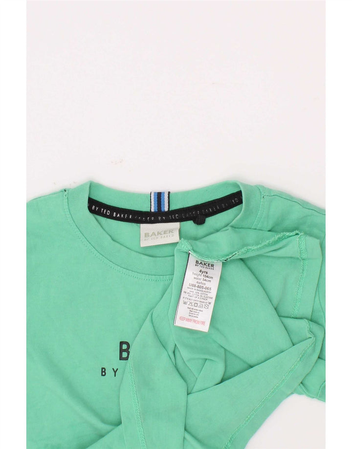 Ted Baker Chłopięcy T-shirt z grafiką, 3-4 lata, zielony, bawełniany