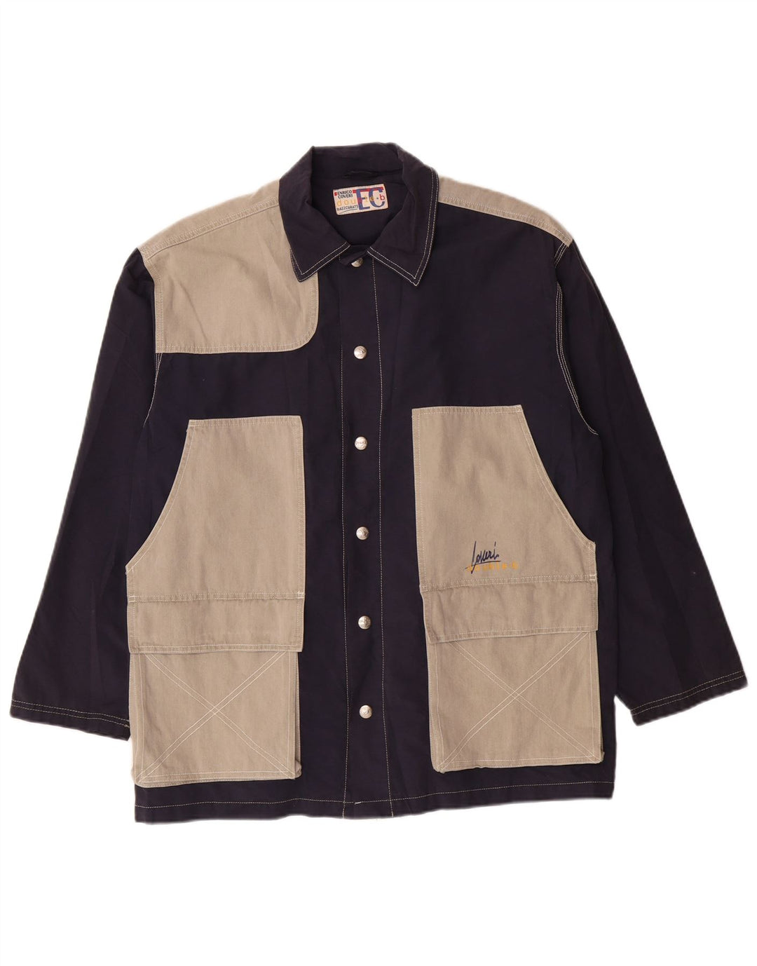 Męska kurtka użytkowa Enrico Coveri UK 40, duża granatowa, z blokami kolorów