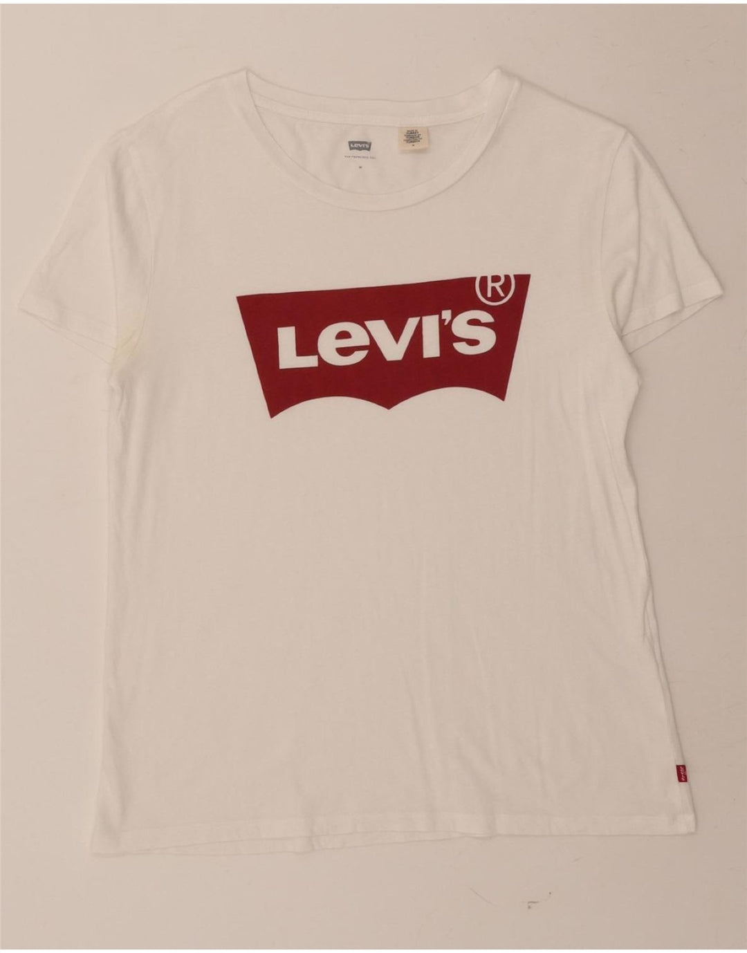 LEVI'S Womens Graphic T-Shirt Top UK 14 Medium White Vintage Levi's and Second-Hand Levi's from Messina Hembry 