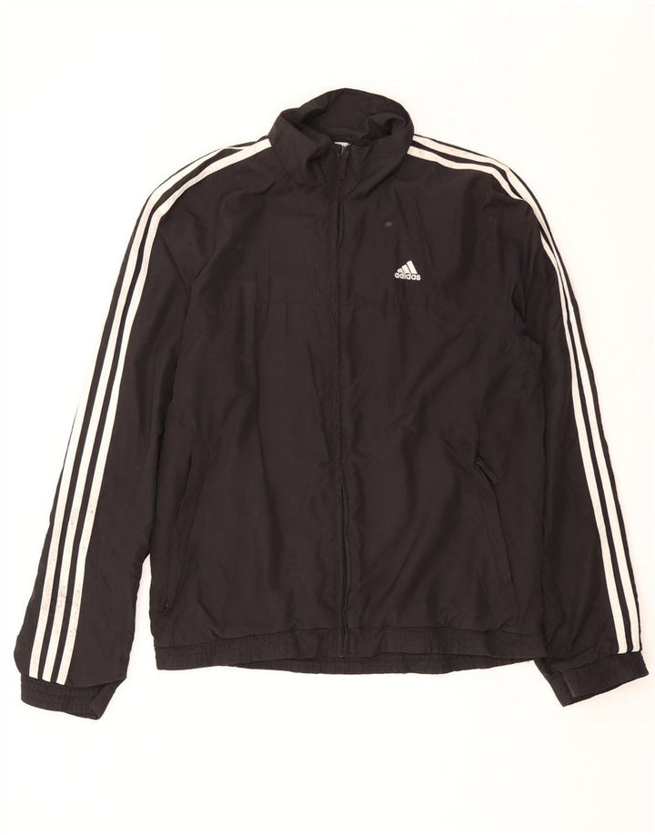 Adidas Męska kurtka dresowa UK 36/38 Mały czarny poliester