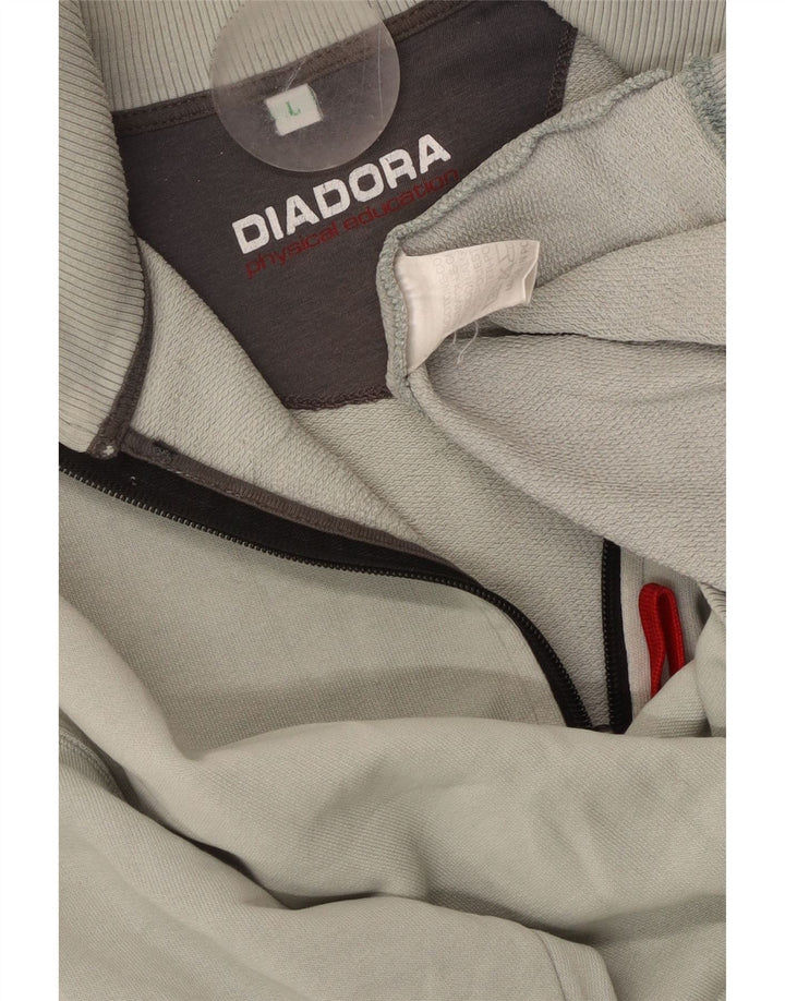 Męski sweter DIADORA z grafiką i zamkiem błyskawicznym, duży, szary, bawełniany