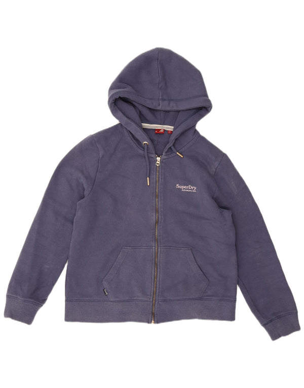 Damski sweter z kapturem i zamkiem Superdry UK 14, duży, granatowy, bawełniany