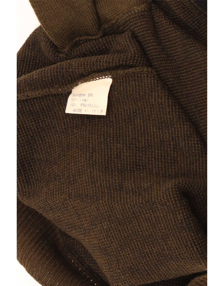 Vintage Mens Cardigan Sweater Medium Green Wool