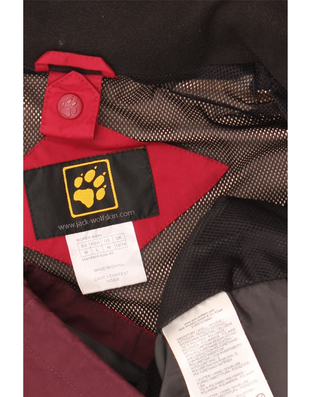 Damska kurtka wiatrówka JACK WOLFSKIN UK 12/14 w kolorze średniej czerwieni