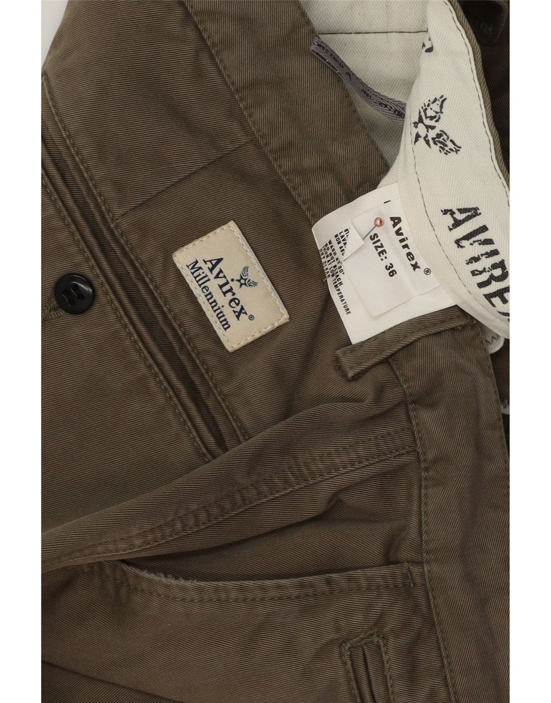 Męskie proste spodnie Chino Avirex W36 L32 Khaki Cotton