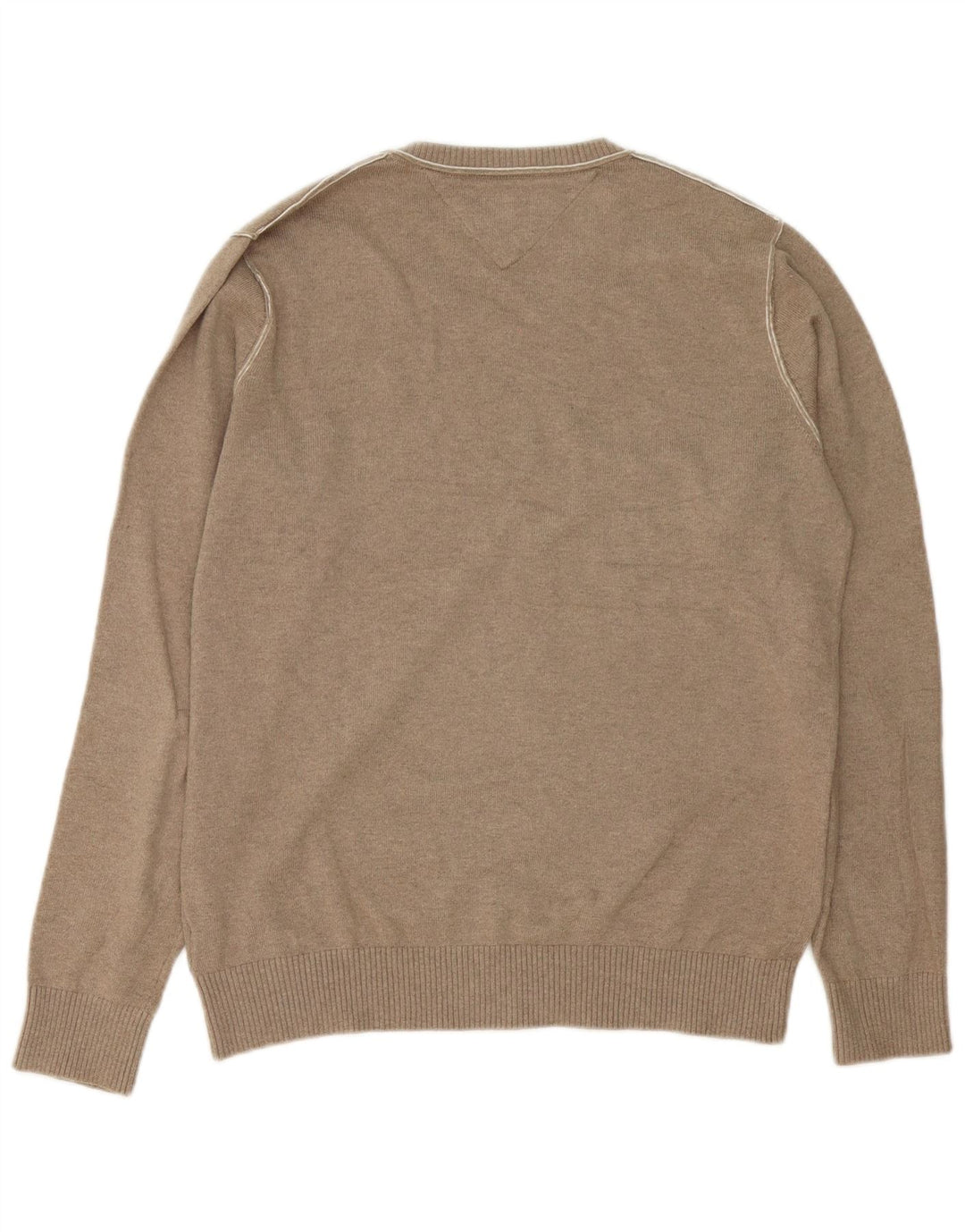 Męski sweter Tommy Hilfiger z dekoltem w kształcie litery V, mały, szary, bawełniany