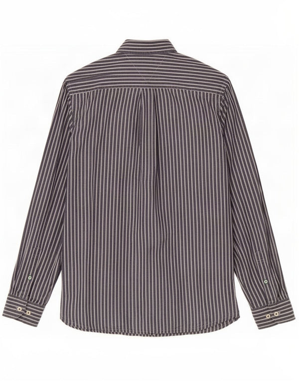Tommy Hilfiger Mens Classic Fit Shirt Small Navy Blue Pinstripe Cotton