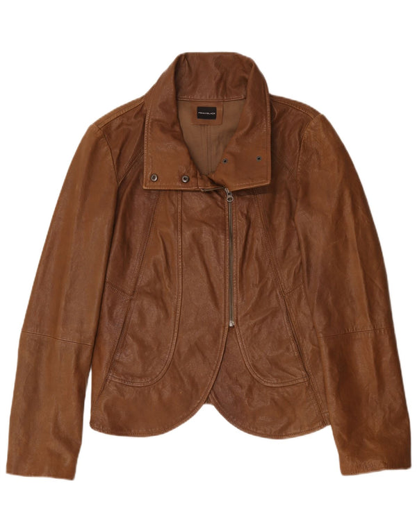 Czarna skórzana kurtka motocyklowa damska Penny UK 14, duża brązowa skóra