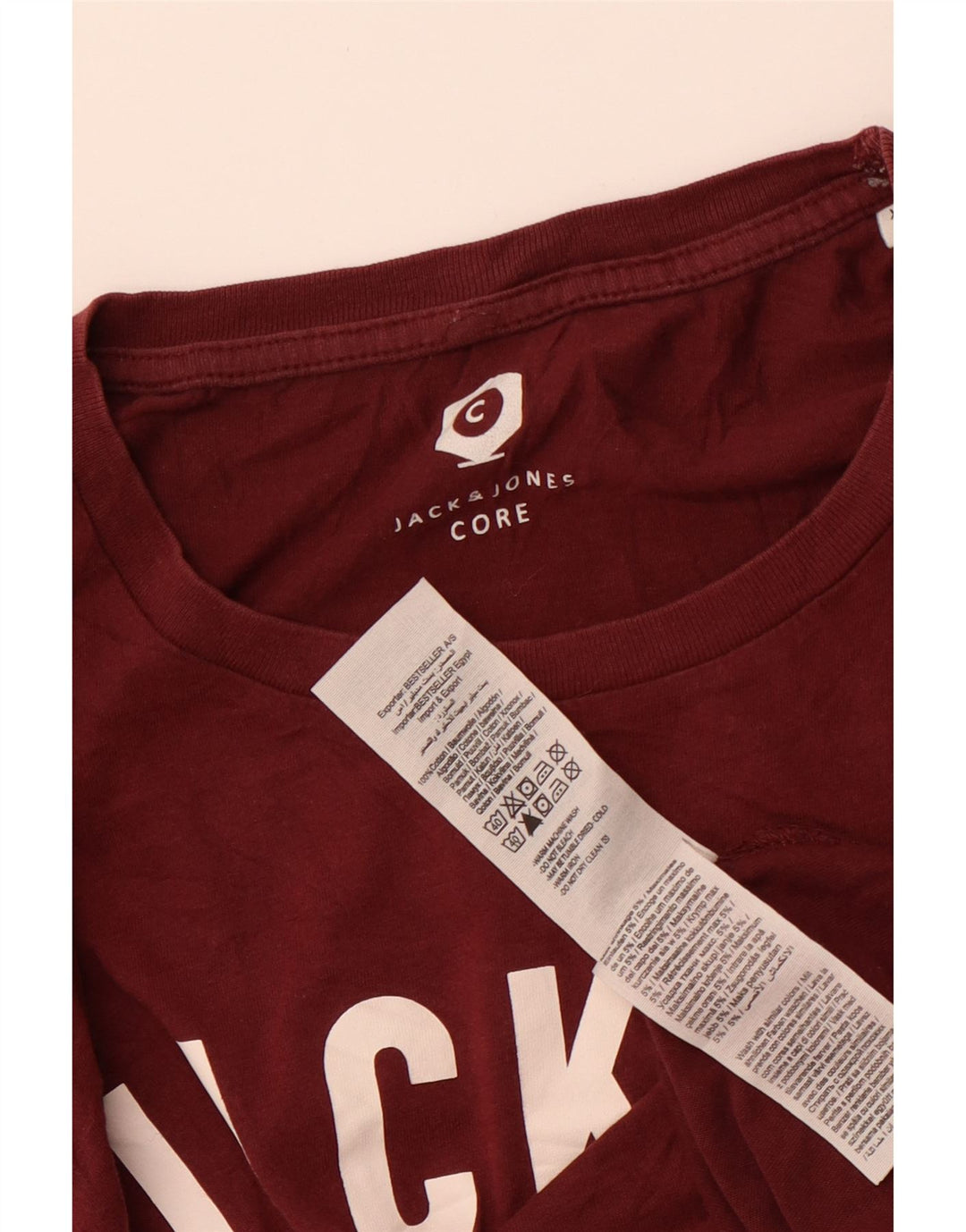 Męski T-shirt z grafiką Jack & Jones, XL, bordowa, bawełniana