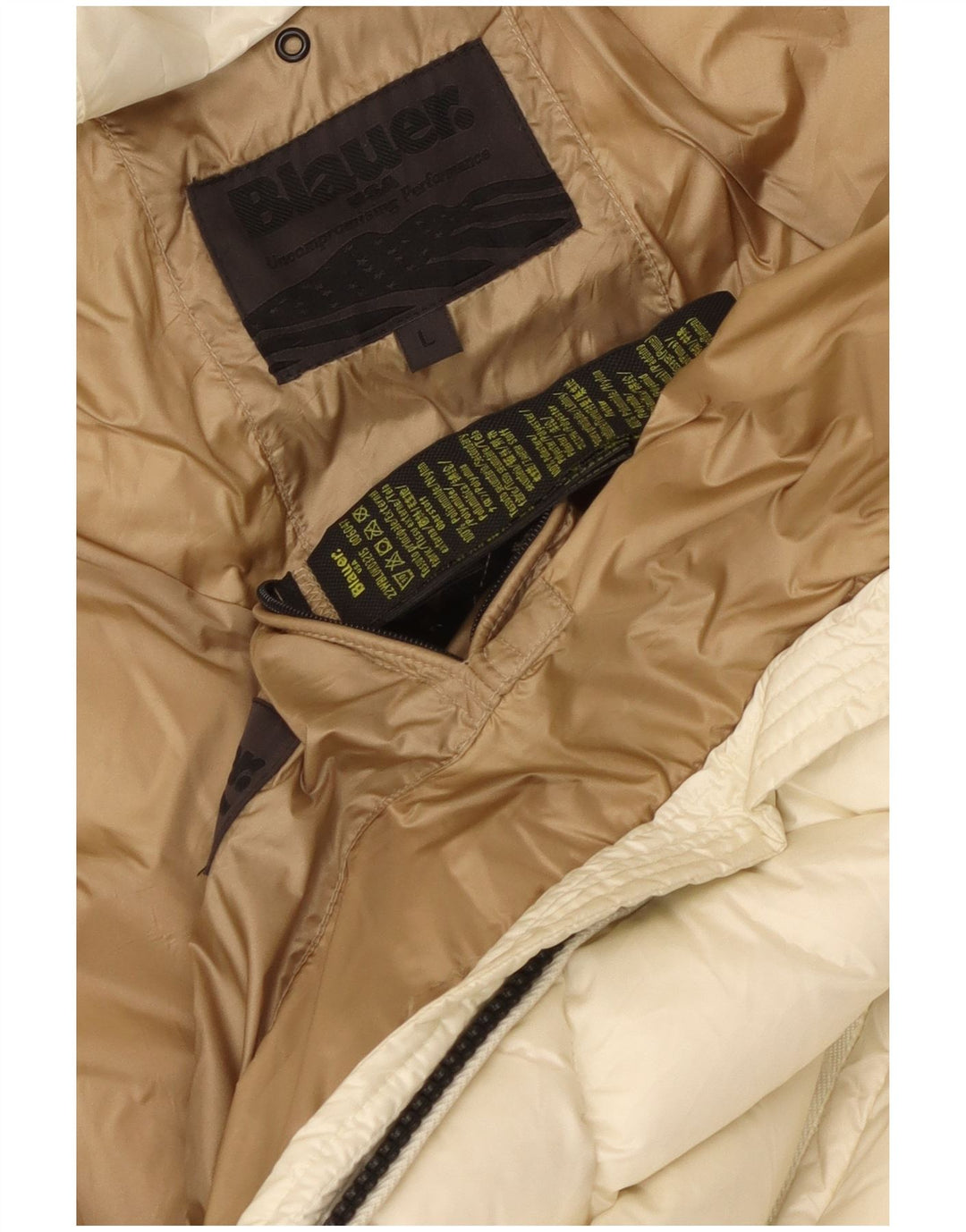 Damski płaszcz z kapturem Blauer UK 16, duży, biały poliamid