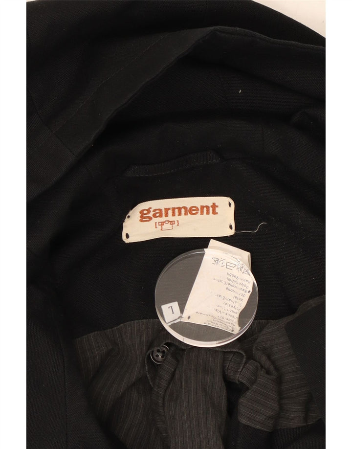 VINTAGE Mens Hooded Overcoat UK 40 Large Black Acetate