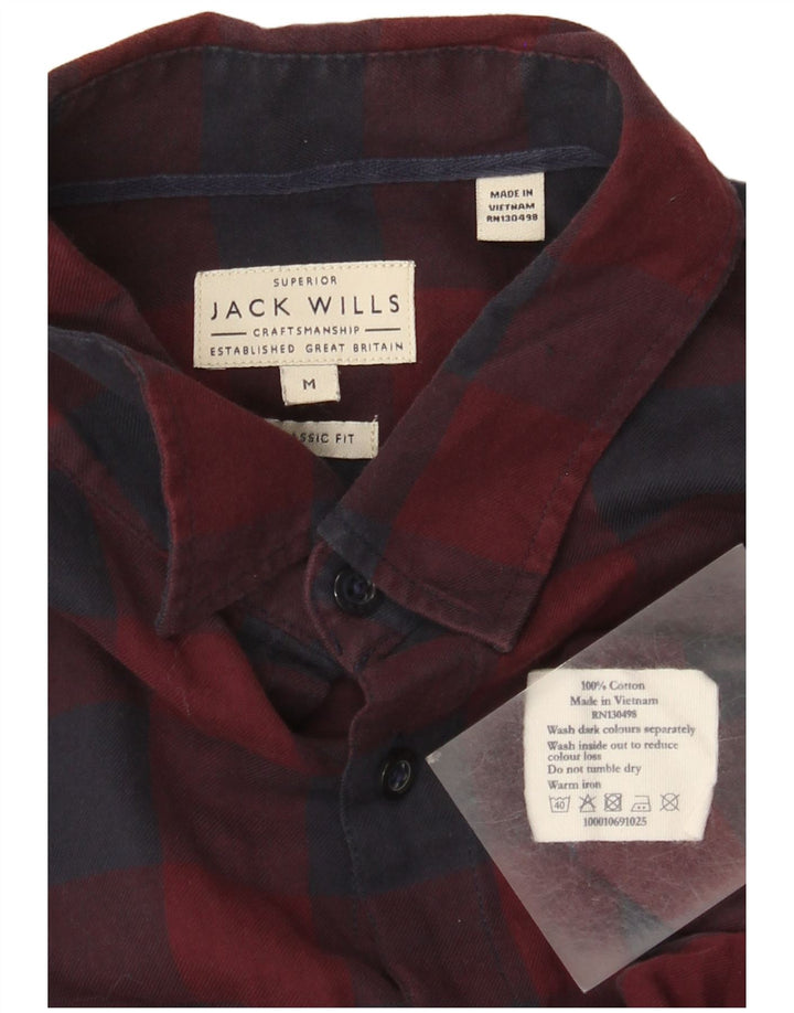 Koszula męska Jack Wills o klasycznym kroju, średnia, bordowa bawełna w kratkę