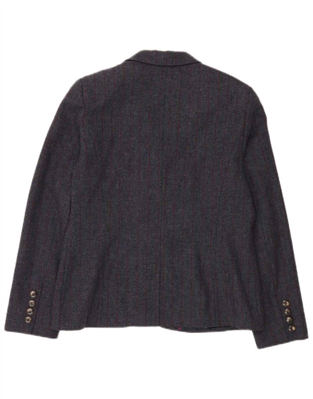 Crew Clothing Damska marynarka zapinana na 2 guziki UK 14, duża, szara, wełniana w prążki