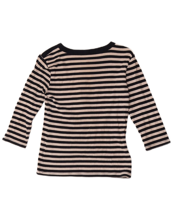 Tommy Hilfiger Womens Top 3/4 Sleeve UK 8 Small Black Striped Cotton