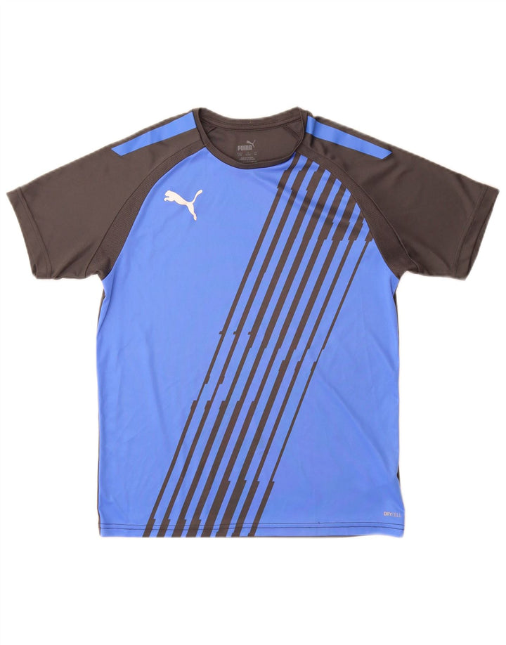 T-shirt chłopięcy Puma, 13-14 lat, niebieski, poliester z blokami kolorów