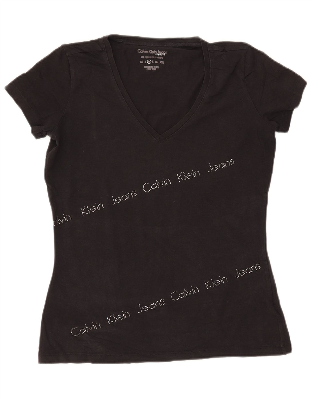 Damski T-shirt z grafiką CALVIN KLEIN JEANS Top UK 12 Średni Czarny